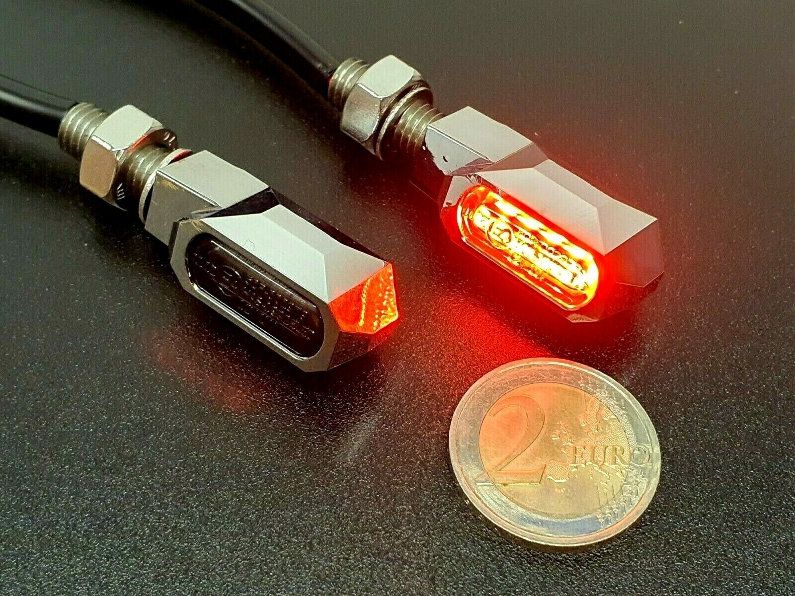 3in1 Led-Mini Blinker "Stealth I" universal, E-geprüft, CNC-gefräst, chrome