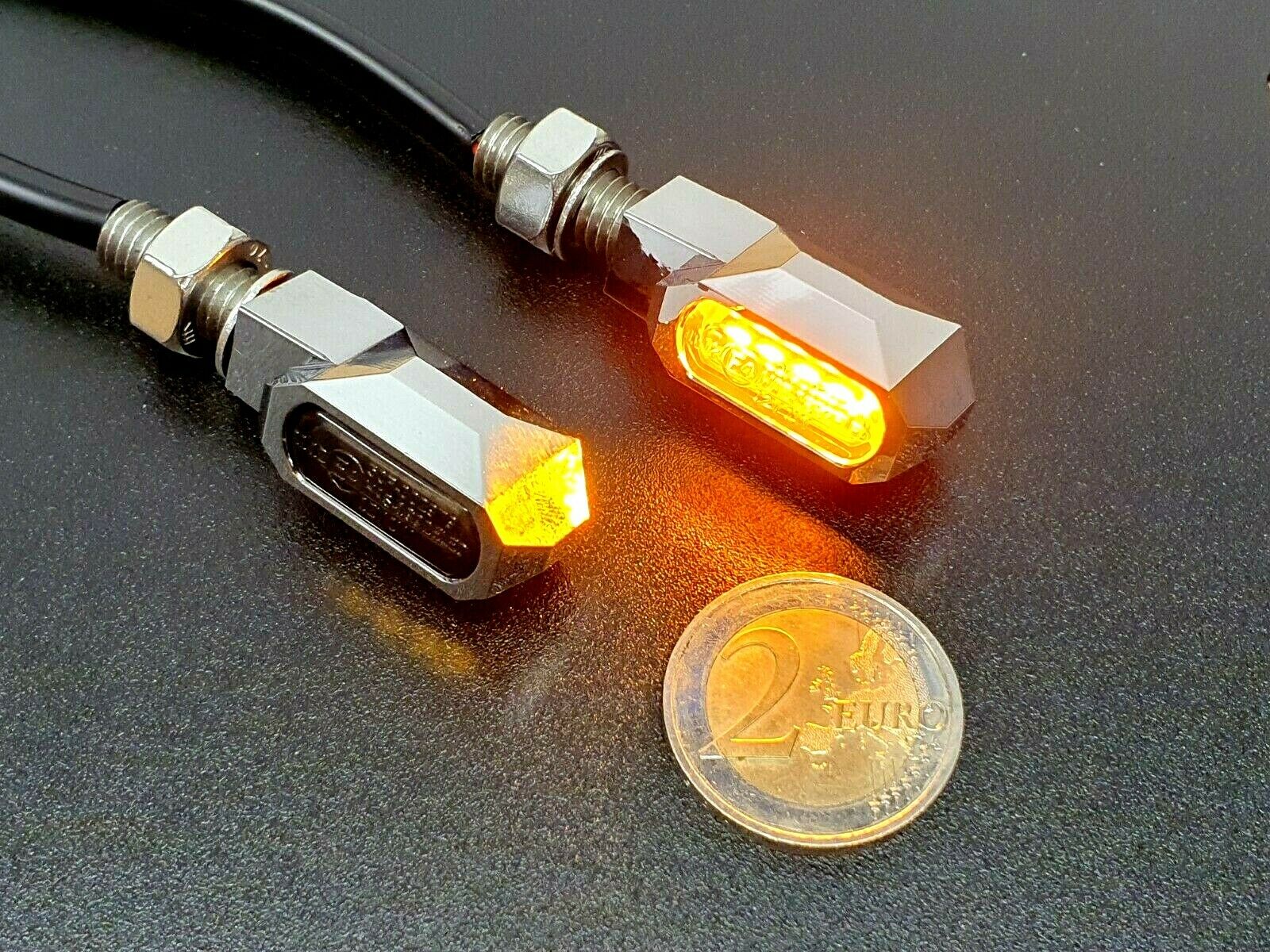 3in1 Led-Mini Blinker "Stealth I" universal, E-geprüft, CNC-gefräst, chrome